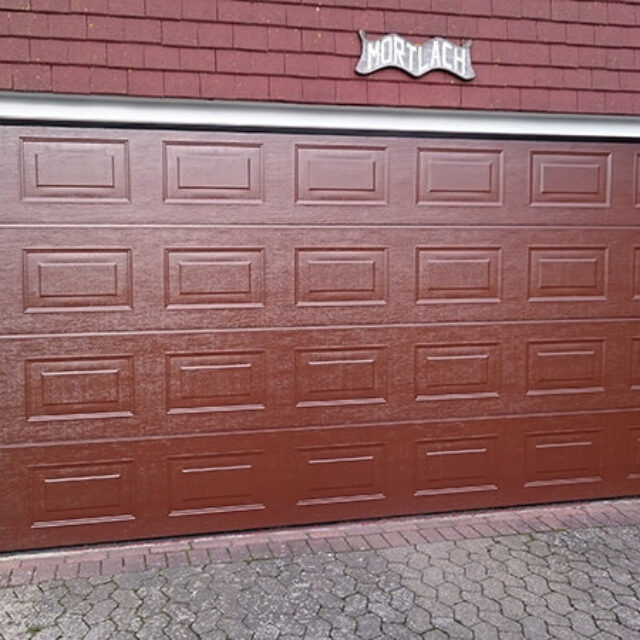 Brown sectional garage door.